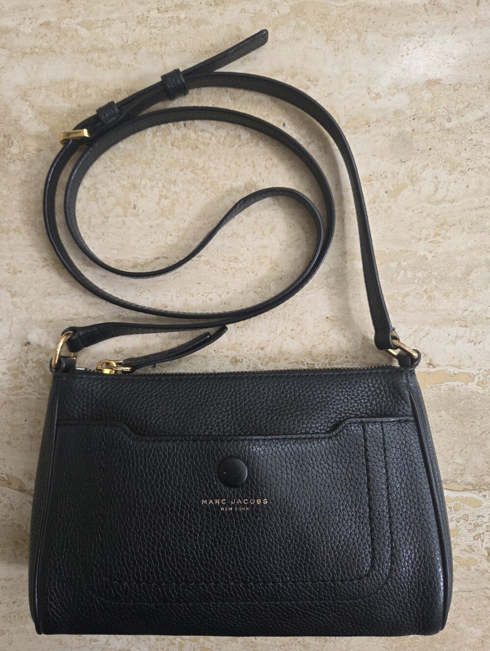 Marc Jacobs Black Pebbled Leather Crossbody with Front Pocket